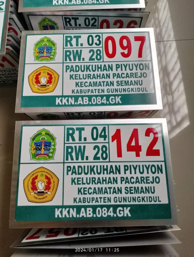 Plat nomor rumah berkualitas di Wonosari Gunung Kidul