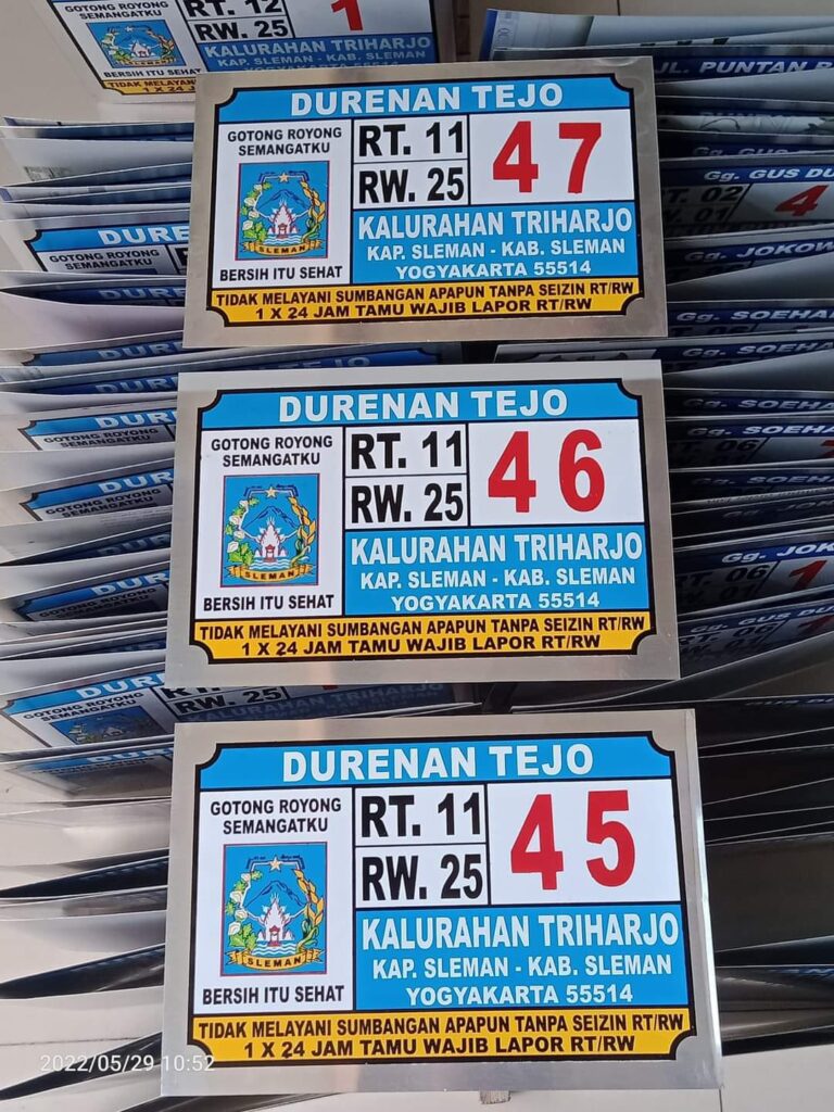 Distributor plat nomor rumah Wonosari Gunung Kidul, desain elegan dan modern